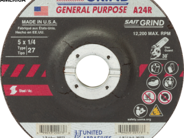 United Abrasives  20073 A24R General Purpose/Long Life Grinding Wheel (Type 27/Depressed Center])  5" x  1/4" x 7/8"