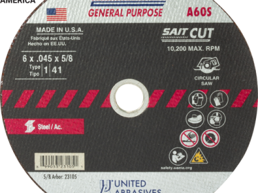 United Abrasives  23105 A60S General Purpose Cut-Off Wheels (Type 1/Type 41 Flat) 6" x .045" x 5/8"